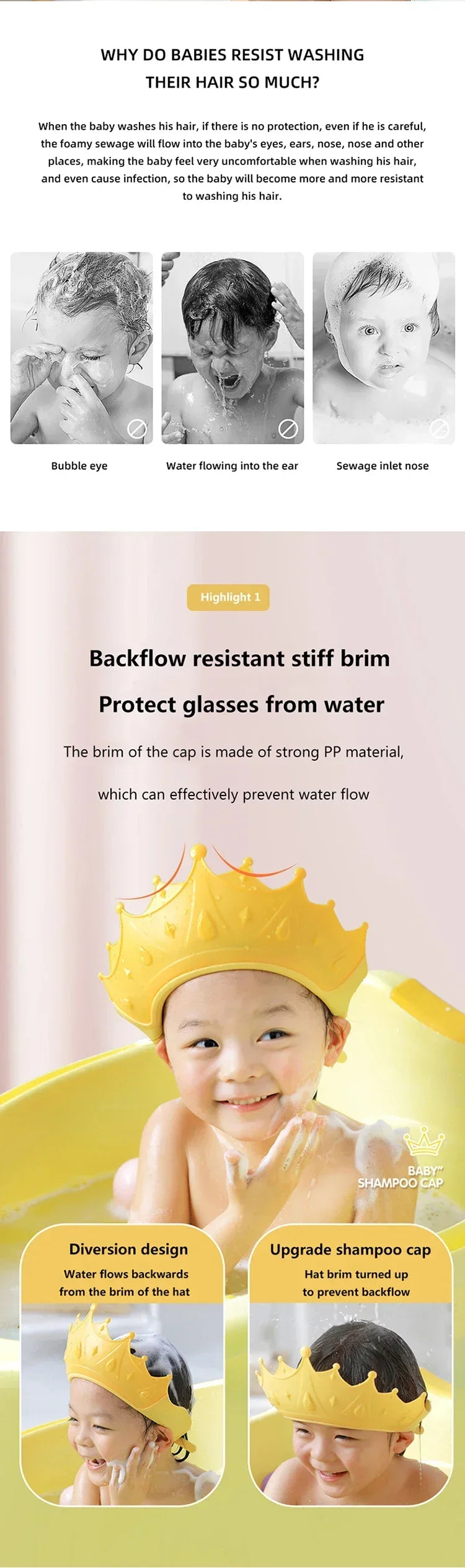 Crown Baby Shower Cap