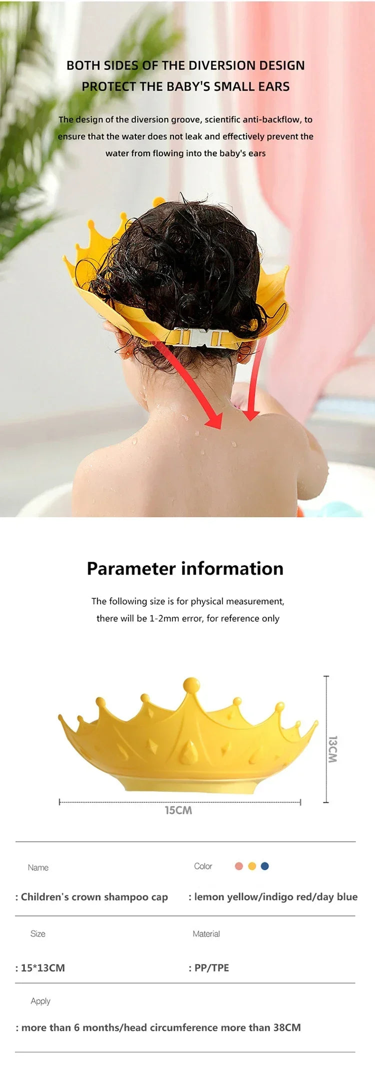Crown Baby Shower Cap