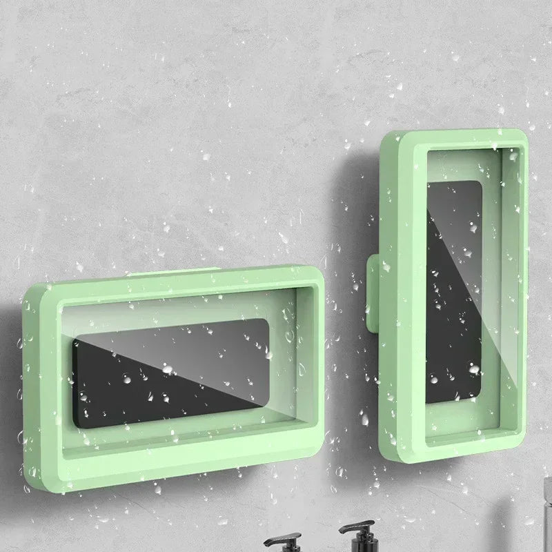 green Waterproof rotating shower phone holder