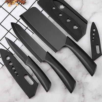 Complete set of Black Non-slip Stainless Steel Kitchen Knives