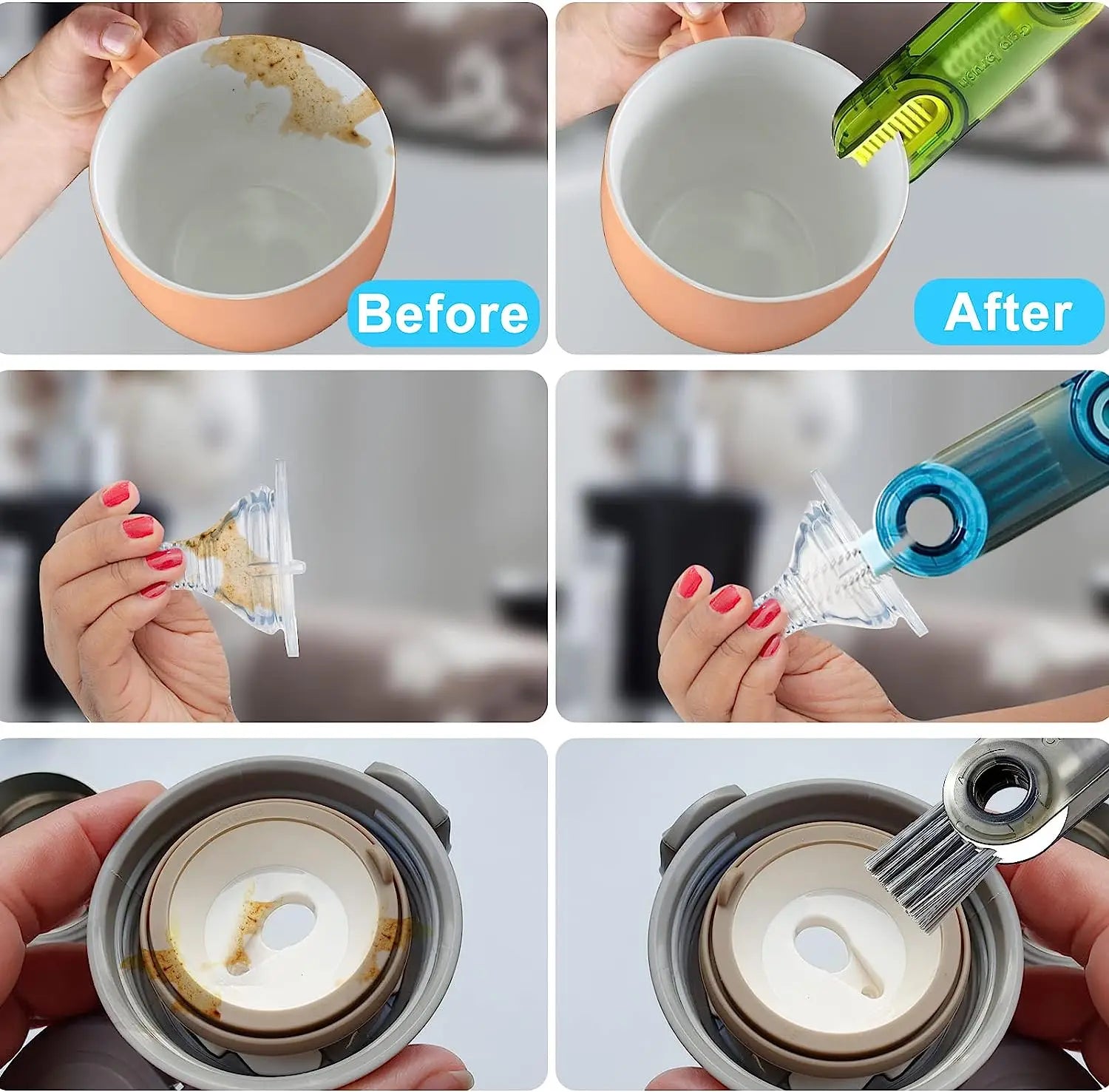 before and after pictures of cleaning brush