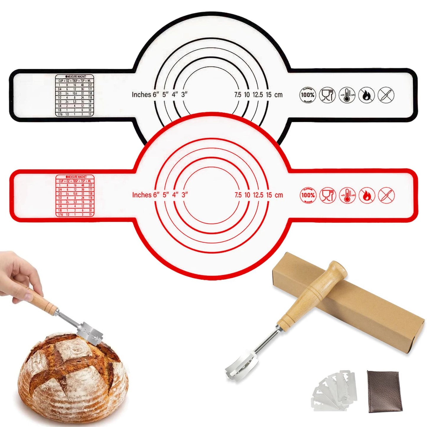 black and red set reusable silicon bread sling