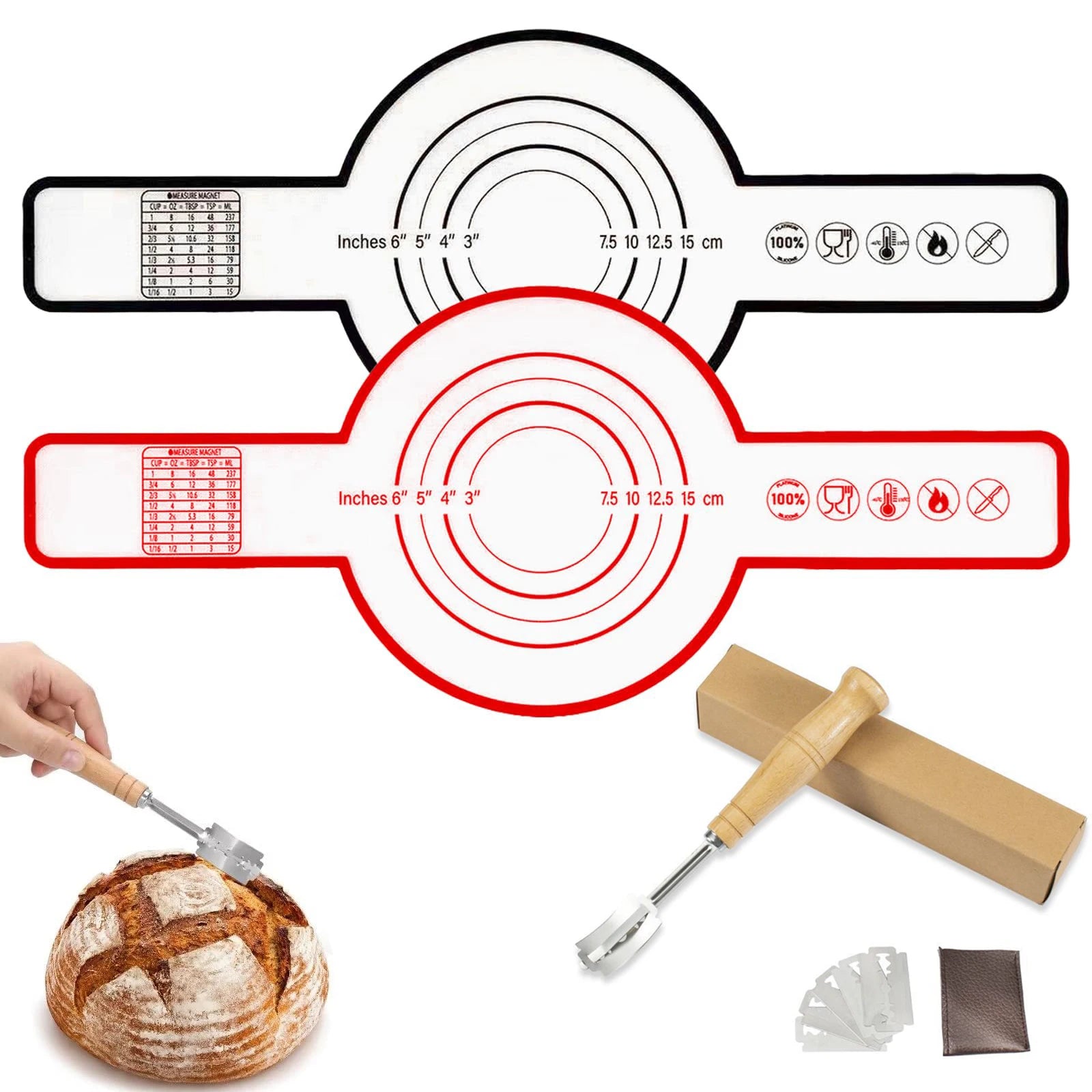 black and red set reusable silicon bread sling