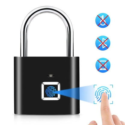 black fingerprint padlock