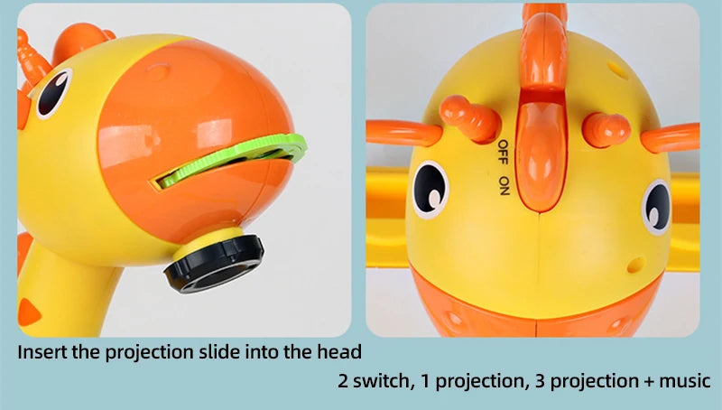 Toy with a projection slide and switch on a light blue background