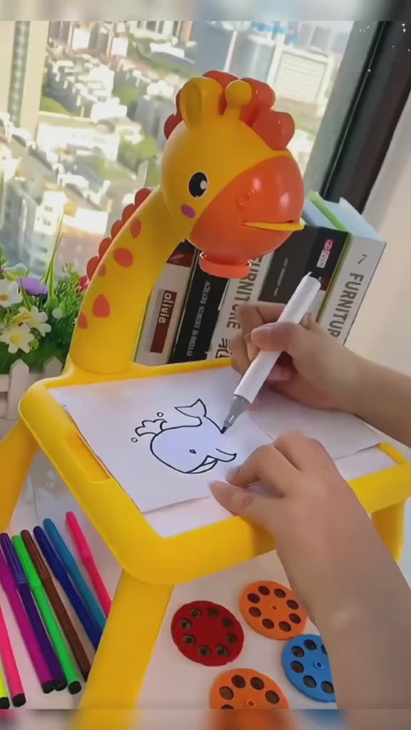 Load video: video of kid using our projector drawing table